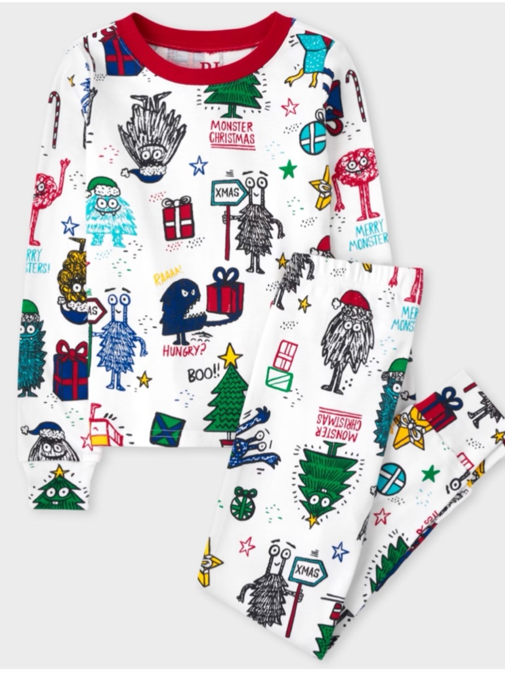 Children’s Place Christmas Monster Long Sleeved Pajama Set Kids Size 10
